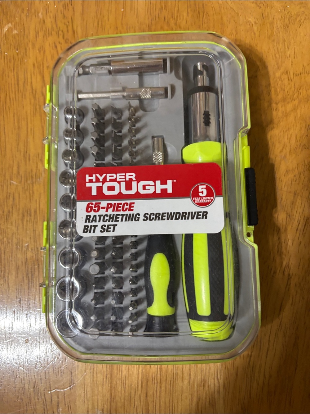 Hyper Tough 65-Piece Ratcheting Screwdriver Bit Set - Neon Yellow/Black
